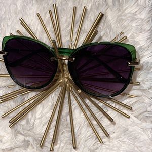 Green large framed sunglasses